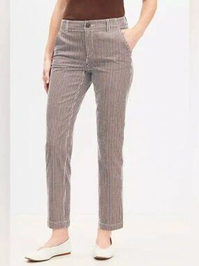 LOFT Monroe Slim Brown Pinstripe Straight Leg Pant Size 12 Career Casual Preppy